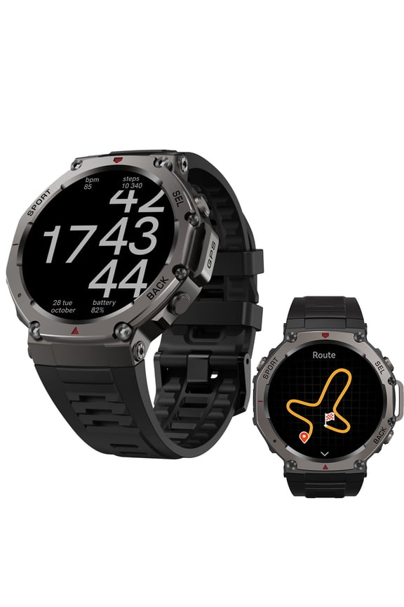 DM58 GPS Outdoor Smart Watch, 1.43" AMOLED, 5ATM Waterproof Altitude Compass for iOS Android