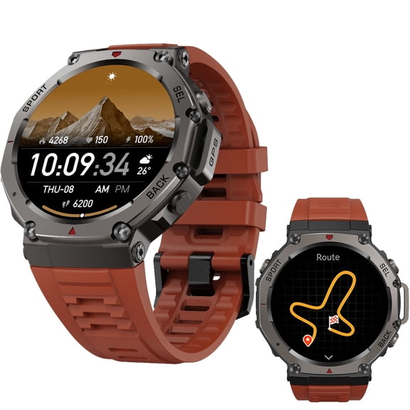 AIEK DM58 GPS Outdoor Smart Watch, 1.43" AMOLED, 5ATM Waterproof Altitude Compass for iOS Android