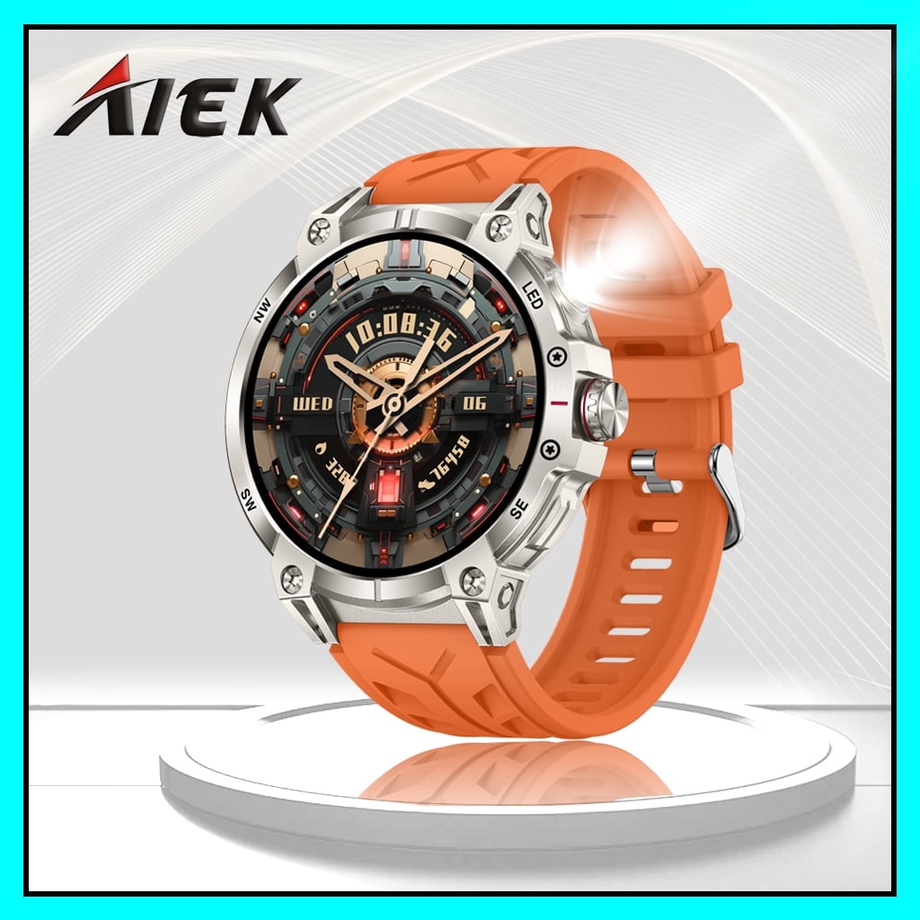 AIEK KC89 Smart Watch 760mah Large Battery life About7-10 days With Flashlight 1.85 inch Men Outdoors Sports Fitness Tracker Outdoor Sports Smartwatch