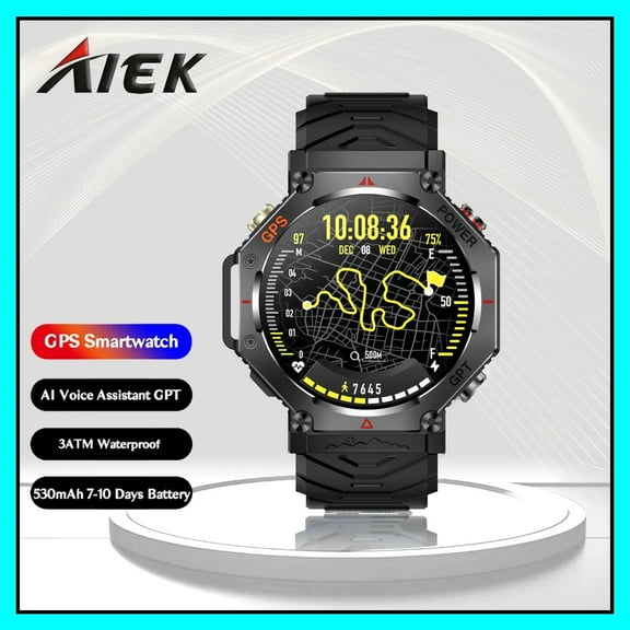 AIEK KC91 GPS Smart Watch AI voice assistant GPT 3ATM Waterproof 1.39inch Watches 530mAh Battery life 7-10 days Outdoor sports watches