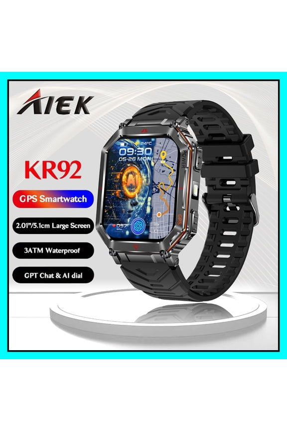 KR92 With Ai ChatGPT GPS Smart Watch 3ATM Waterproof 450mAh Bluetooth Call Outdoor LED Flashlight Compass Outdoor Sport Smartwatch