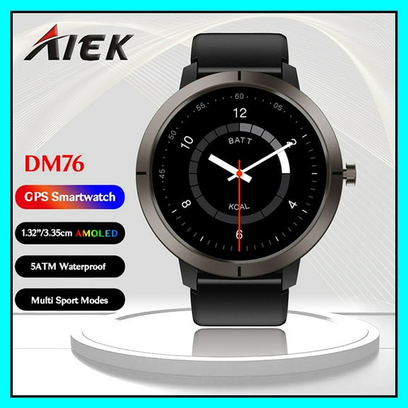 AIEK New DM76 Smart Watch 5ATM Waterproof Swimming GPS Built-in Dual-band GNSS 466*466 Compass Military Bluetooth call Sport Smartwatch Men Woman