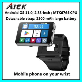 AIEK New Upgraded version 4G Smart Watch Android 11.0 MTK6765 Octa-core 6GB RAM 128GB ROM 2.88" HD Large Screen S999 Plus Smartwatch Men Dual Cameras 2300mAh Battery