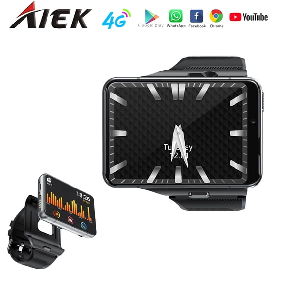 AIEK S999 4G LTE Smart Watch For Playing Games MTK6761 Quad Core 4GB RAM 64GB ROM Smartwatch Phone 2.88" Large Square Screen Watch 2300mAh Android 9.0
