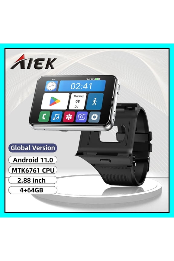 S999 Plus 4G Smart Watch SMTK6761 Android 11.0 OS 2.88" Screen 2MP/8MP Dual Camera 4GB RAM 64GB ROM 2300mAh BT GPS WiFi Phone Call Men Smartwatch Women Clock