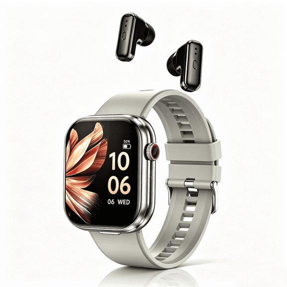 AIEK T99 2-in-1 Smart Watch with Detachable TWS Earbuds, 1.43" AMOLED, Bluetooth 5.0 Calling IP67 Waterproof for Android iOS