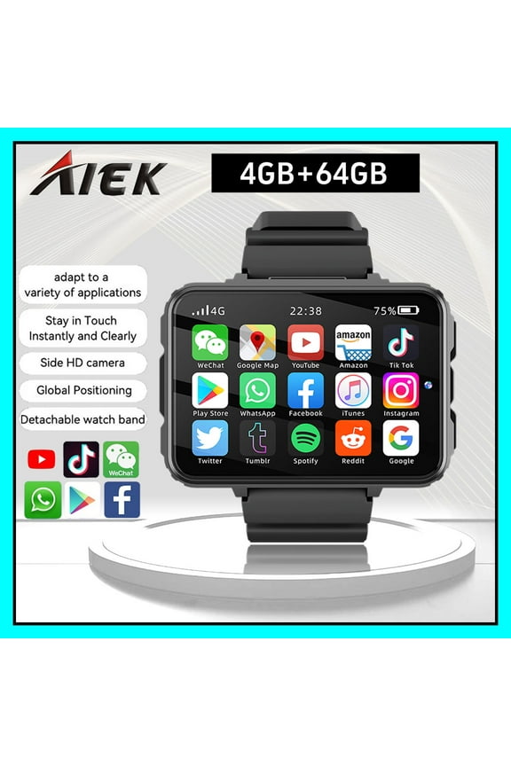 AIEK VP999 4G Smart Watch 2.4inch AMOLED Screen 4GB ROM 64GB RAM With GPS WiFi SIM Slot 1500mAh Large Battery Google Play Compatible