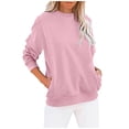 thumbnail image 1 of AIEOTT 2024 Fall Fashion Sweatshirt for Women, Casual Tunic Tops Solid Long Sleeve Loose Soft Blouses, 1 of 5
