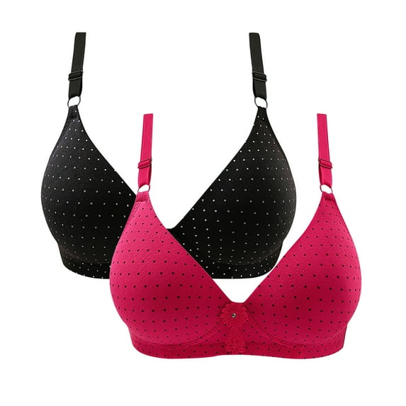 AIEOTT 2pcs Women's T-Shirt Bra Push up Wirefree Seamless Sports Bra Embroidered Glossy Comfortable Breathable Bra, Summer Saveings Clearance