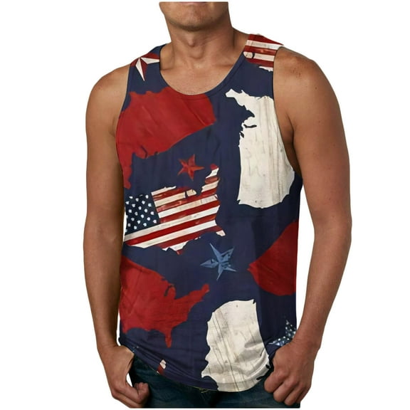 AIEOTT American Flag Tank Tops Men Independence Day Shirt Fashion Streetwear Workout Sleeveless Shirts Big and Tall Athletic Shirts