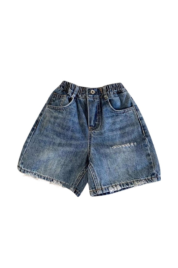 Boy's Jean Shorts Summer Casual Denim Shorts Comfy Elastic Waist Ripped Soft Inside Half Jean Pants