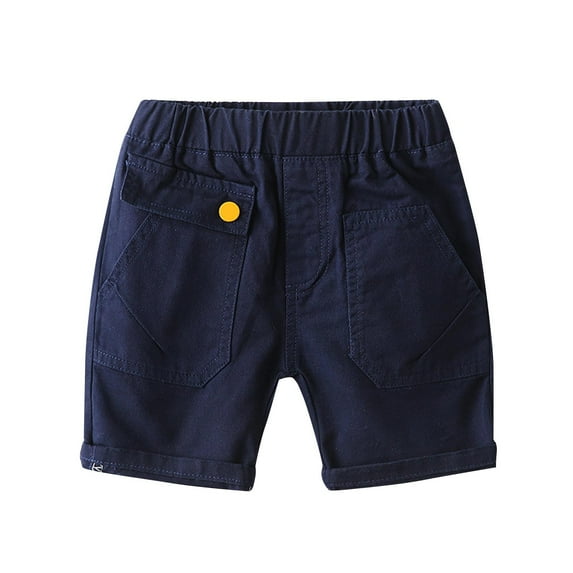 AIEOTT Boy's Summer Casual Cargo Shorts Solid Color Five Quarter Pants Versatile Elastic Waist Shorts Hot Pants for Outerwear, On Clearance