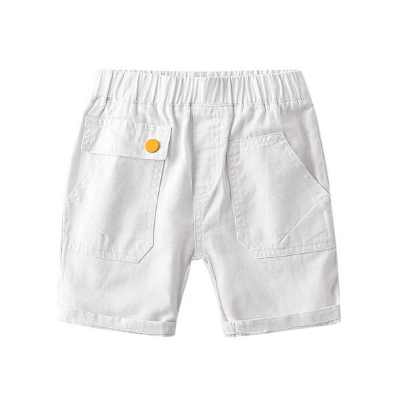 AIEOTT Boy's Summer Casual Cargo Shorts Solid Color Five Quarter Pants Versatile Elastic Waist Shorts Hot Pants for Outerwear, On Clearance
