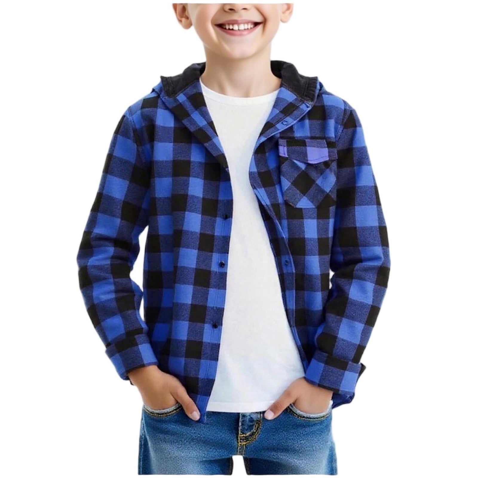 AIEOTT Boys Fall Plaid Button Down Shirt Kids Long Sleeve Flannel Shirt ...