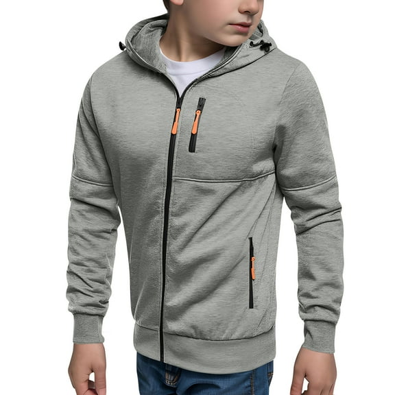 AIEOTT Boys Fleece Full Zip Hoodie Long Sleeve Hooded Sweatshirt Tactical Hoodies with Zipper Pockets for Kids Fall 2025