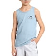 thumbnail image 1 of AIEOTT Boys' Ribbed Stripe Tank Top, Crew Neck Sleeveless Base Layer with Logo for Summer Casual & Sports Wear, for 3-13 Years, 1 of 7