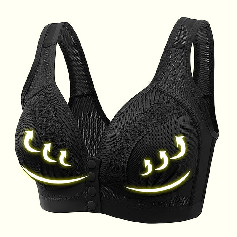 AIEOTT Bras For Women Deals,Plus Size Front Closure Bras Wirefreee  Extra-Elastic,Ladies Traceless Comfortable No Steel Ring Vest Breathable  Gathering Front Opening Buckle Bra Woman Underwear,Clearance 