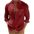 thumbnail image 1 of AIEOTT Corduroy Shirts for Men Long Sleeve Button Down Shirts Big and Tall Casual Shirts with Pockets Solid Color Loose Fit Shirts, 1 of 9