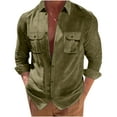 thumbnail image 1 of AIEOTT Corduroy Shirts for Men Long Sleeve Button Down Shirts Big and Tall Casual Shirts with Pockets Solid Color Loose Fit Shirts, 1 of 9