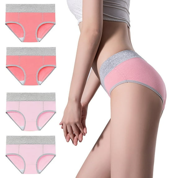 AIEOTT Cotton Underwear for Women, High Waist Stretch Briefs Soft Underpants Ladies Full Coverage Panties 4 Pack, Summer Savings Clearence!