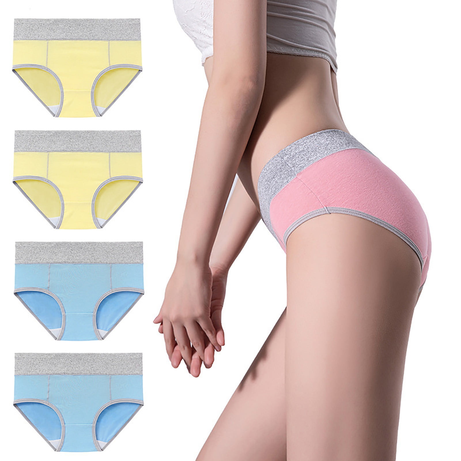 AIEOTT Cotton Underwear for Women, High Waist Stretch Briefs Soft Underpants Ladies Full