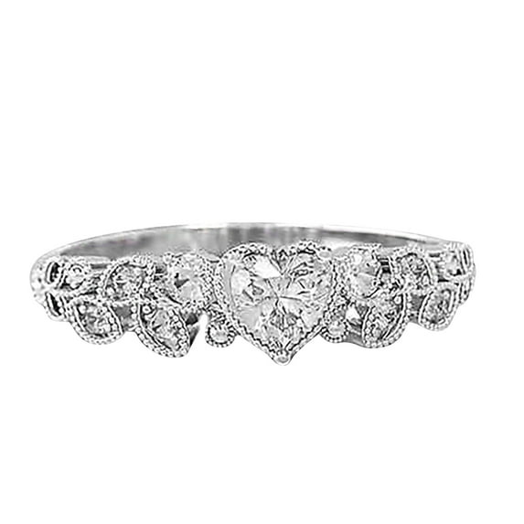 AIEOTT Heart Cut Birthstone Ring in Cubic Zirconia, Stainless Steel, Size 5-11