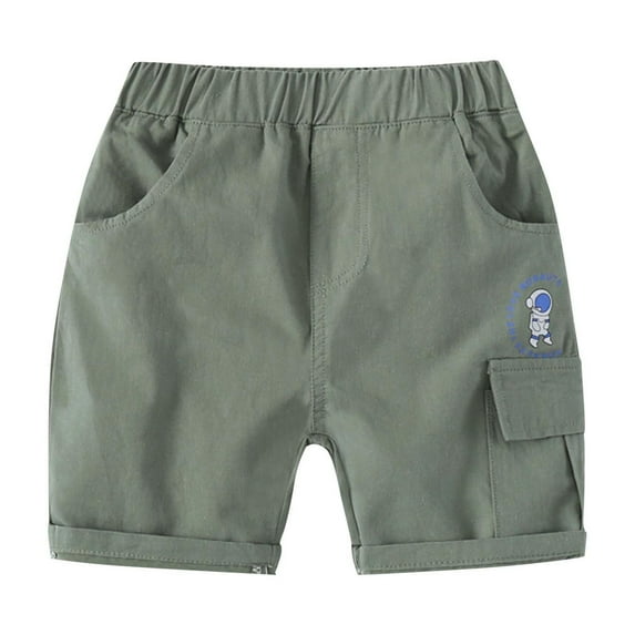 AIEOTT Kids Shorts, Baby Boys Clothes, Cute Print Summer Casual Shorts Comfy Solid Color Multi Pockets Go Out Shorts, 2-7 Years