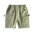 thumbnail image 1 of AIEOTT Kids Summer Shorts Casual Comfy Elastic Waist Solid Color Cotton Shorts School Trouser Shorts with Cargo Pockets Go Out Shorts for Boys 2-8 Years, 1 of 8