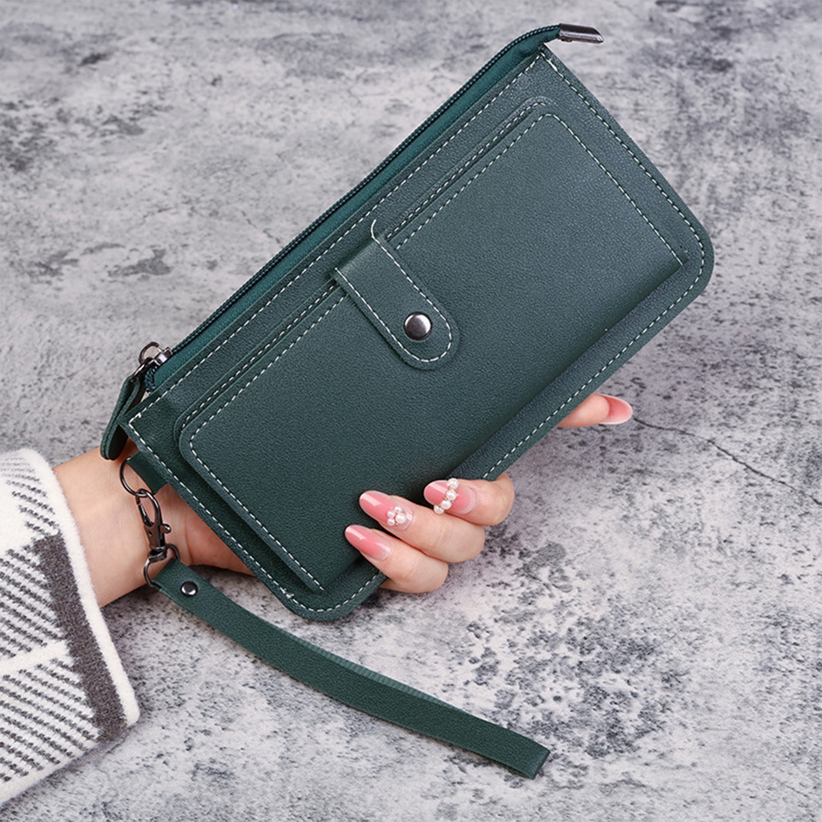 AIEOTT Ladies Slim Bifold Wallet with Zipper, Multi Card Case, Credit ...