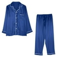 thumbnail image 1 of AIEOTT Men's Silk Pajama Set Casual Long Sleeve Satin Pajamas Sleepwear 2 Piece Nightgown Sets, Sizes S-XL, 1 of 8
