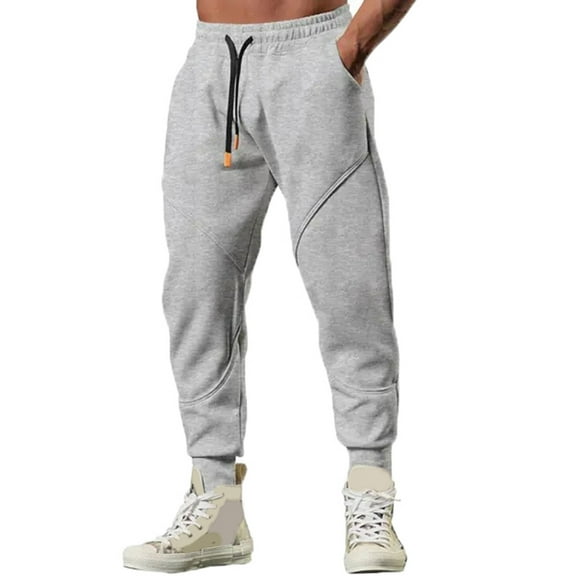 AIEOTT Mens Cotton Jogger Lounge Pants Drawstring Elastic Waist Joggers Solid Color Sweatpants Lightweight Cotton Sweatpants