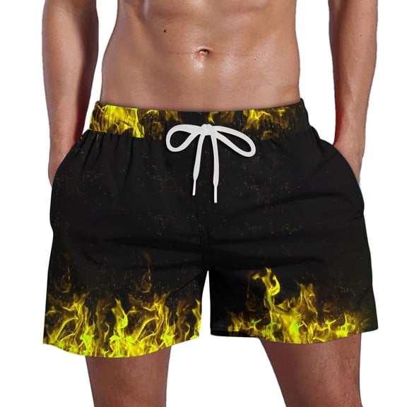 AIEOTT Mens Flame Graphic Shorts Drawstring Elastic Waist Shorts Loose Fit Casual Shorts Lightweight Breathable Shorts with Pockets