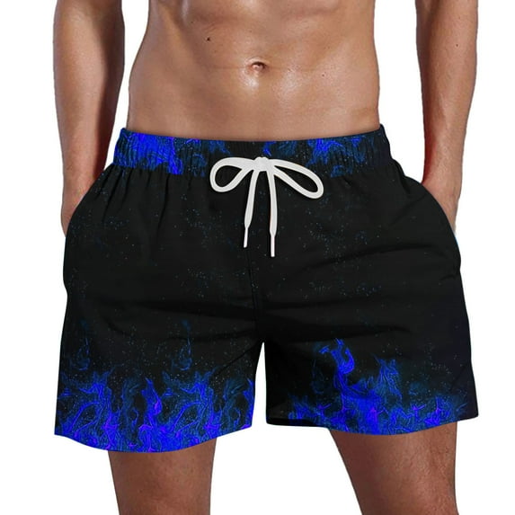 AIEOTT Mens Flame Graphic Shorts Drawstring Elastic Waist Shorts Loose Fit Casual Shorts Lightweight Breathable Shorts with Pockets