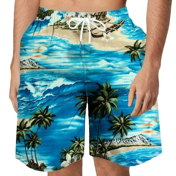 AIEOTT Mens Palm Tree Shorts Summer Beach Shorts Outdoor Casual Shorts Athletic Shorts with Pocket and Drawstring Breathable Shorts