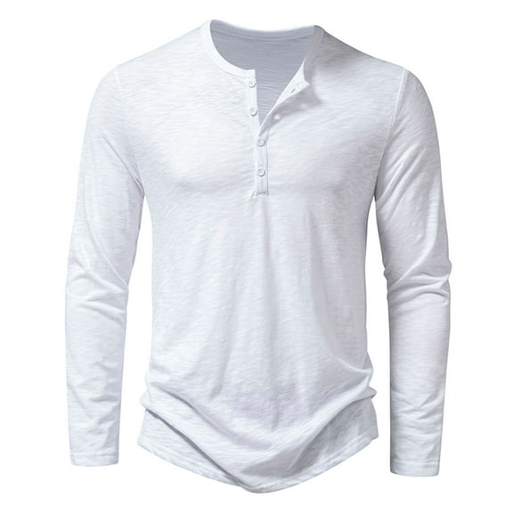 AIEOTT Mens Quarter Button Pullover Lightweight Breathable Shirts Casual Long Sleeve Pullover Top Cotton Tee Shirts Solid Color Top