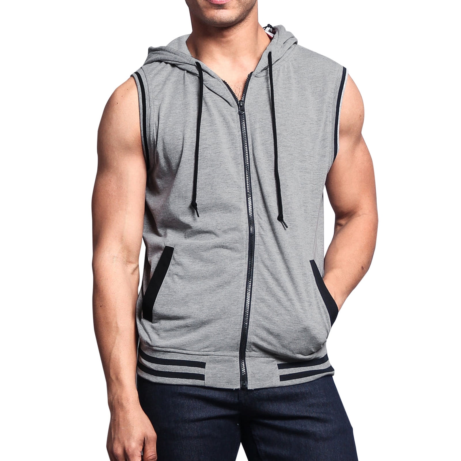 AIEOTT Mens Zip Up Hoodie Vest with Hood Plus Size