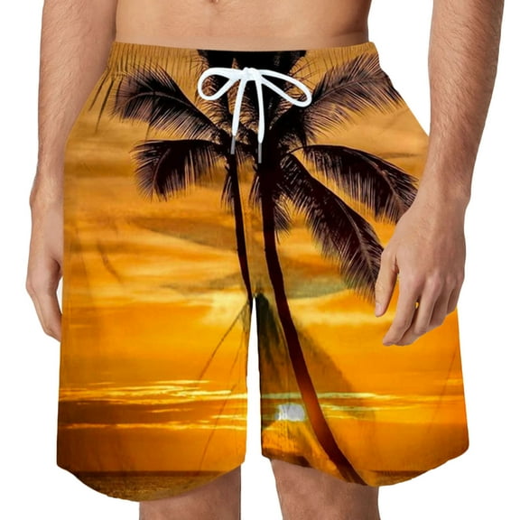 AIEOTT Palm Tree Men's Shorts Hawaii Beach Shorts Big and Tall Summer Shorts Loose Fit Casual Workout Shorts