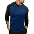 thumbnail image 1 of AIEOTT Patchwork Long Sleeve Shirt Men Lightweight Crewneck Sweatshirt Casual Cotton Breathable Shirts Loose Fit Pullover Tops, 1 of 5