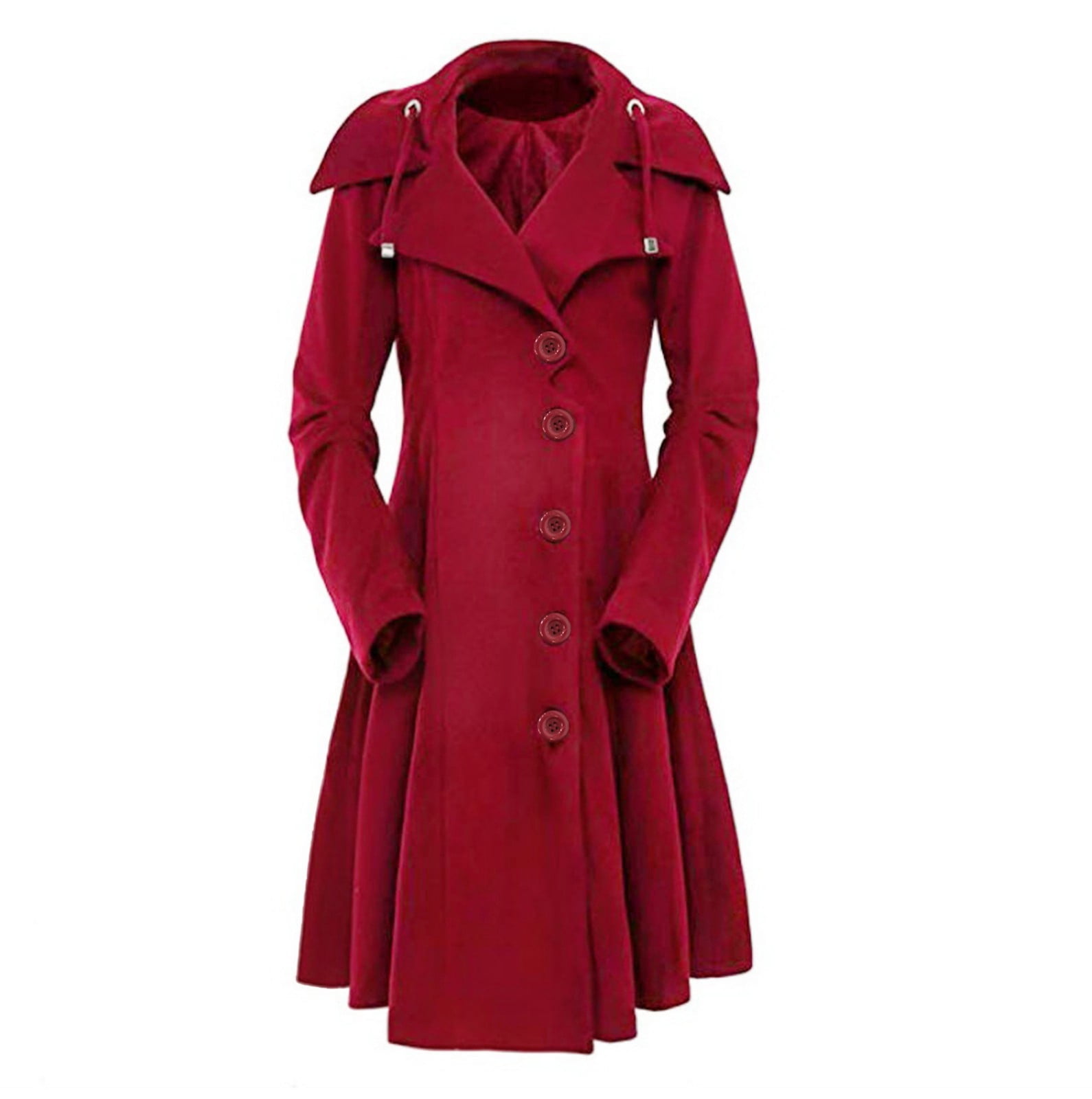 Pea Coat Red Hooded Winter Coat Women Winter Jacket Cotton Padded