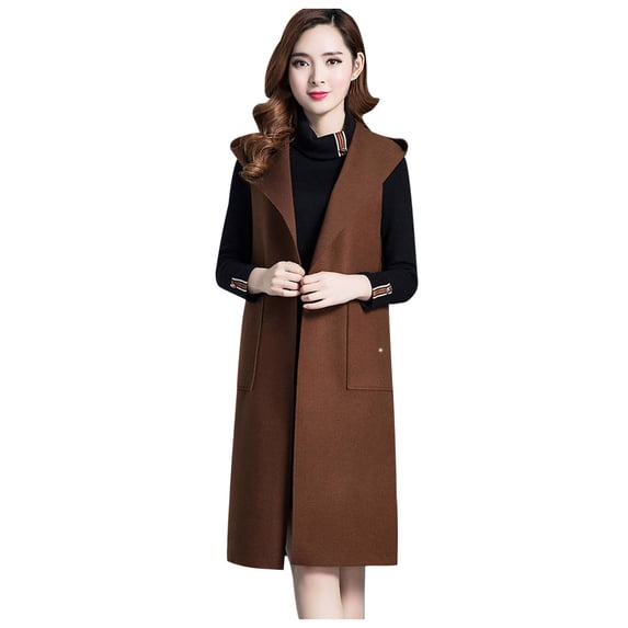 AIEOTT Winter Coats for Women, Plus Size Double Breasted Pea Coat Hooded Slim Long Winter Trench Winter Jacket Tartan Woolen Coat Clearance