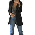 thumbnail image 1 of AIEOTT Women Plus Size Work Office Blazer Jacket Solid Long Sleeve Office Coat Cardigans Suit Midi Long Jacket, 1 of 5