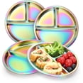 thumbnail image 1 of AIEVE Stainless Steel Kids Plates, 4 Pack Round Divided Toddler Plates, Portion Control Plate 9 Inch, 1 of 10