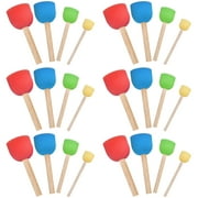 AIFUDA 24 Pcs Round Sponge Brush Set, Round Foam Paint Brushes Sponge Painting Tools with Wooden Handles for Kids Arts and Crafts