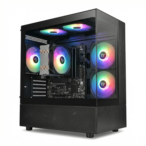 AIGAMEPC Gaming PC Desktop Computer,AMD R3 3200G, 16GB DDR4,512GB M.2 SSD, BX3 550W 80PLUS Bronze PSU, WiFi 5, RGB Fan x5, Windows 11 Home, Black