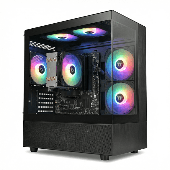 AIGAMEPC Gaming PC Desktop Computer,AMD R3 3200G, 16GB DDR4,512GB M.2 SSD, BX3 550W 80PLUS Bronze PSU, WiFi 5, RGB Fan x5, Windows 11 Home, Black