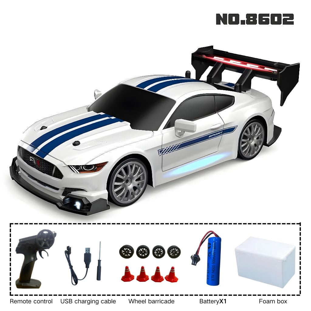 AIGIA 1:24 RC Drift Car 2.4GHz 4WD 30KMH High Speed Model Vehicle with LED Lights Drifting Tire Racing Sport Toy Car