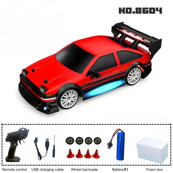 AIGIA 1:24 RC Drift Car 2.4GHz 4WD 30KMH High Speed Model Vehicle with LED Lights Drifting Tire Racing Sport Toy Car