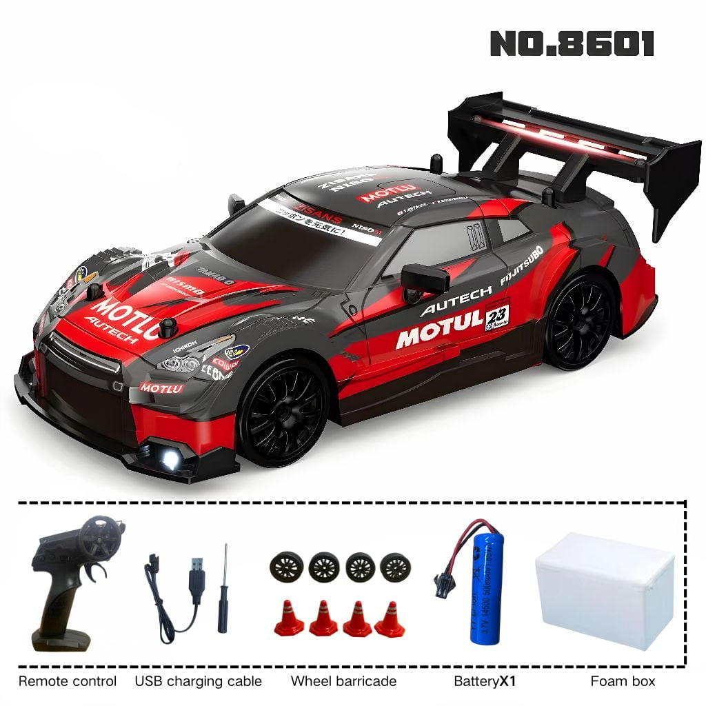 AIGIA 1:24 RC Drift Car 2.4GHz 4WD 30KMH High Speed Model Vehicle with LED Lights Drifting Tire Racing Sport Toy Car