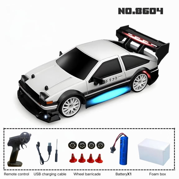 AIGIA 1:24 RC Drift Car 2.4GHz 4WD 30KMH High Speed Model Vehicle with LED Lights Drifting Tire Racing Sport Toy Car