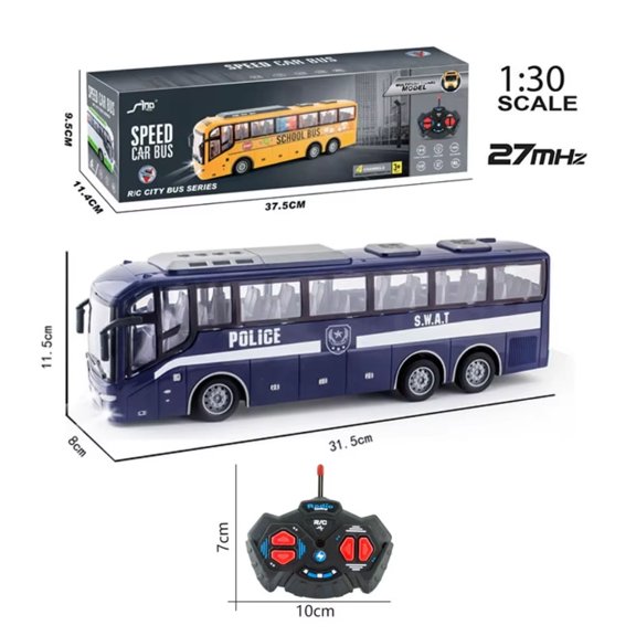 AIGIA 1:30 Scale 27MHZ Lights Simulation School Bus Rc Bus Electric Remote Control Car with Light School Bus Toys